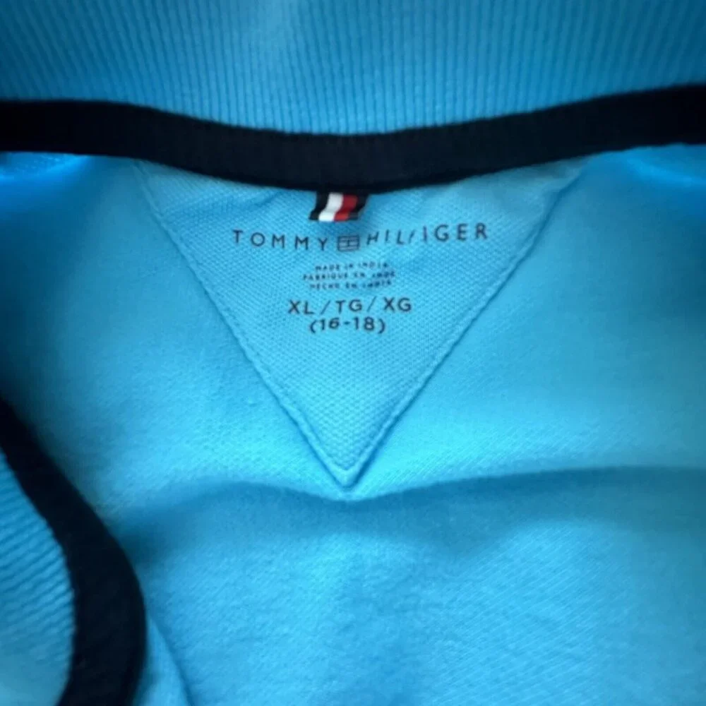 Tommy Hilfiger Boys Short Sleeve Polo Shirt Blue Size X-Large (16-18)EUC! - Picture 4 of 8